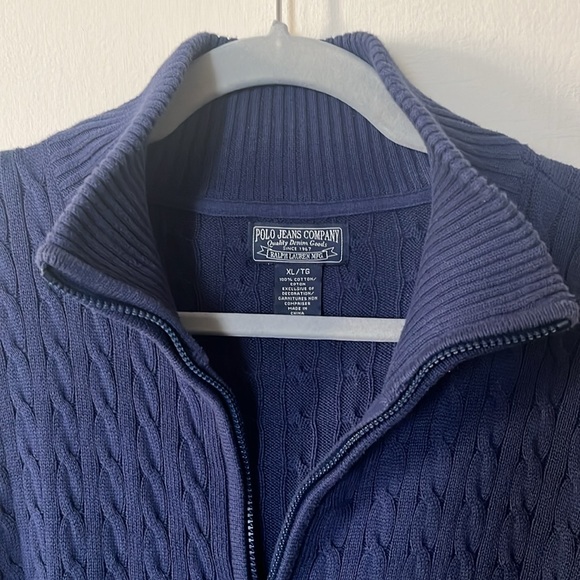 POLO JEANS COMPANY / RALPH LAUREN MFG / NAVY Half zip-up PULL OVER / Men’s - Picture 3 of 12